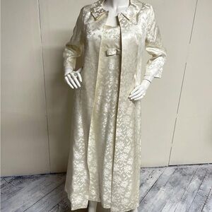 1960s Ivory Brocade Gown with Matching Coat
